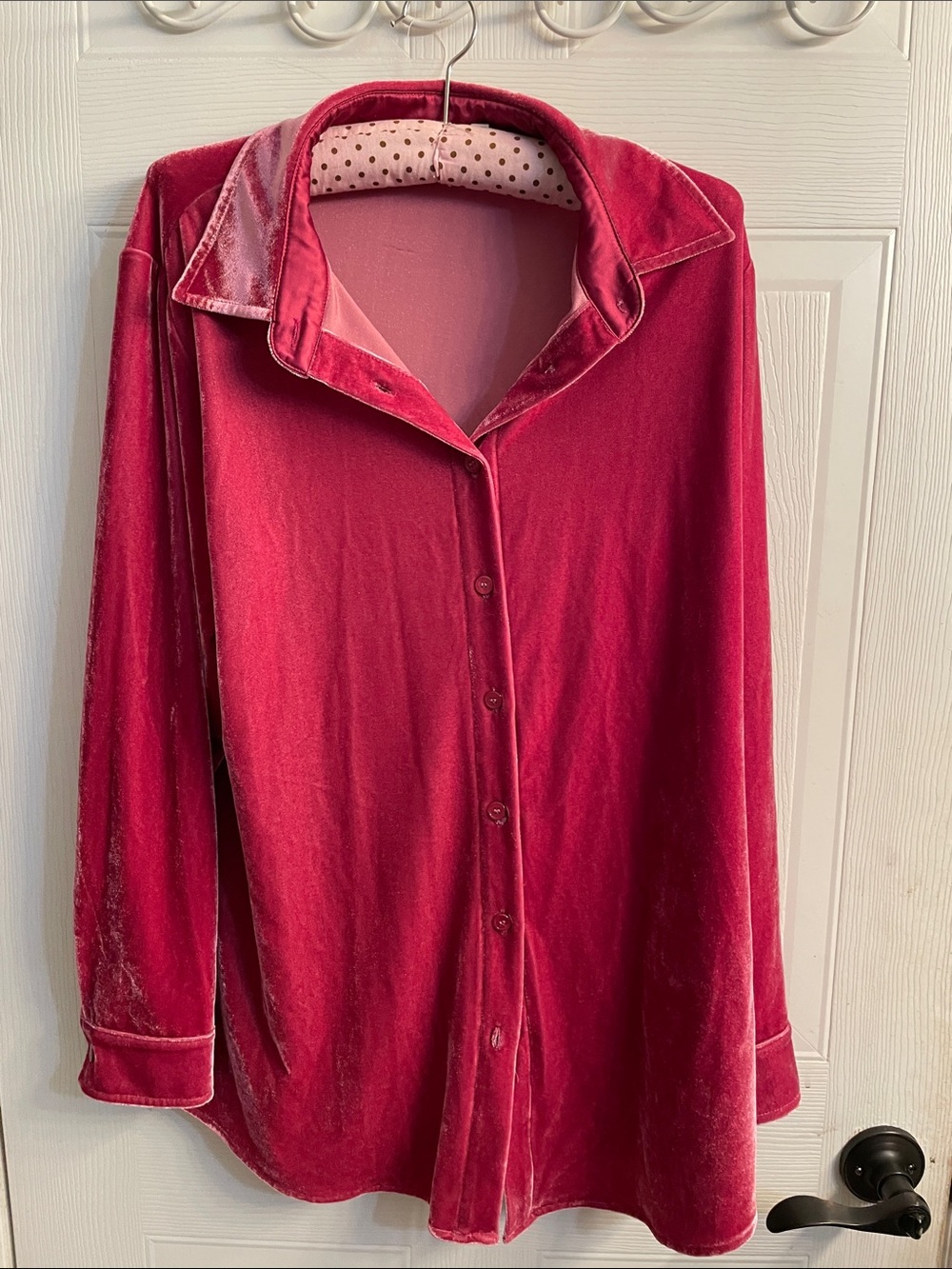Soft Surroundings Velvet Button-Down Shirt - Rose